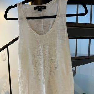 2-Skull Cashmere Cotton Tanks Size L (1-black/1-white)